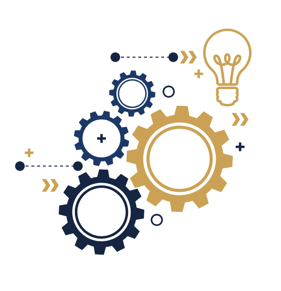 gears, cogs and a light bulb graphic